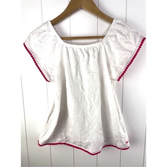 Vineyard Vines White Sweet and Cute Pink Tassel Trim Shirt Size Girls L - Picture 1 of 9